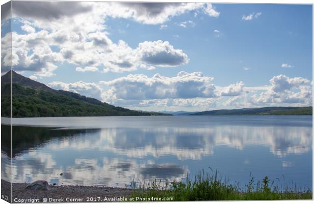 Reflections in Loch Rannoch Canvas Print by Derek Corner