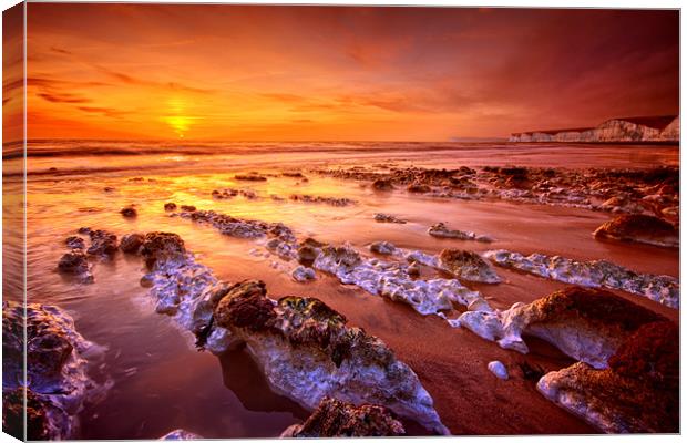 Birling Gap Sunset Canvas Print by mark leader