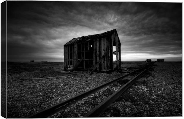 Old Hut Monochrome Canvas Print by mark leader
