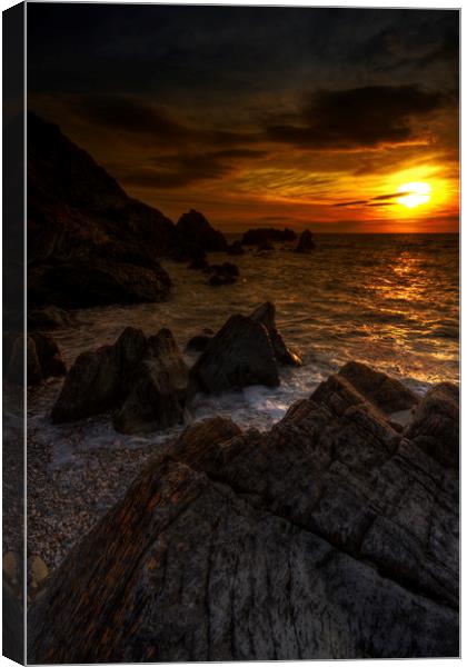 Mortehoe Sunset 24/04/2016 Canvas Print by mark leader