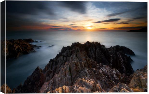 Magic at Mortehoe Canvas Print by mark leader