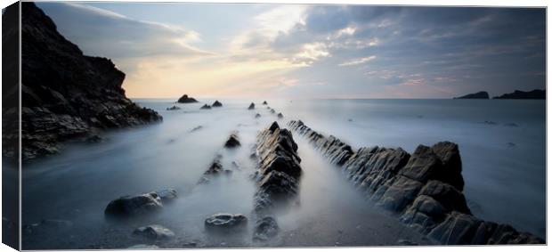 Welcombe Mouth Long Exposure Canvas Print by mark leader