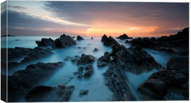 Sunset at Welcombe Mouth - Long exposure Canvas Print by mark leader