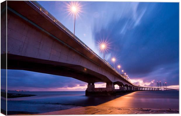 Glow from the bridge Canvas Print by mike Davies
