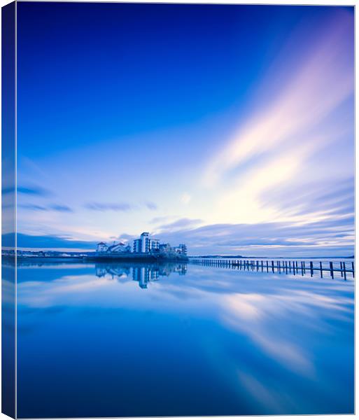 Reflections in blue Canvas Print by mike Davies