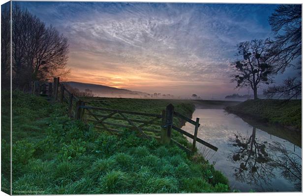  A Somerset Sunrise Canvas Print by mike Davies