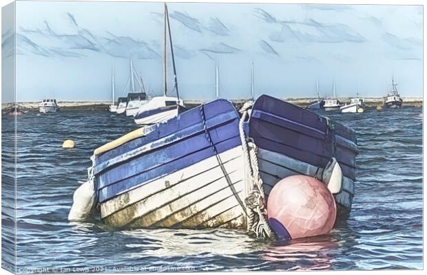 Boat and Buoy Digital Art Canvas Print by Ian Lewis