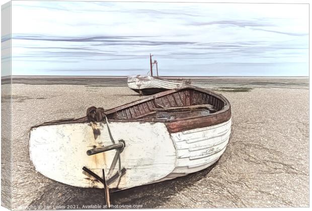 Boats On a Shingle Beach Canvas Print by Ian Lewis