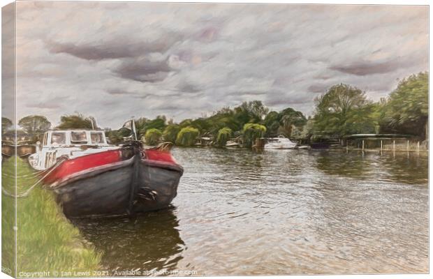 On The Thames Above Henley  Canvas Print by Ian Lewis