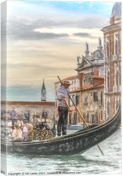 Gondola On The Grand Canal Venice Canvas Print by Ian Lewis