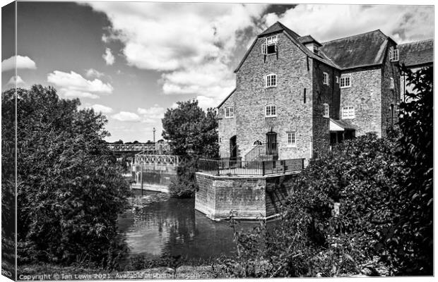 The Abbey Mill Tewkesbury in Monochrome Canvas Print by Ian Lewis
