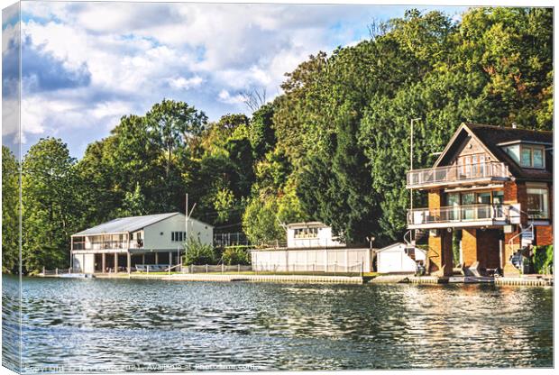 Boathouses on the Thames at Caversham Canvas Print by Ian Lewis