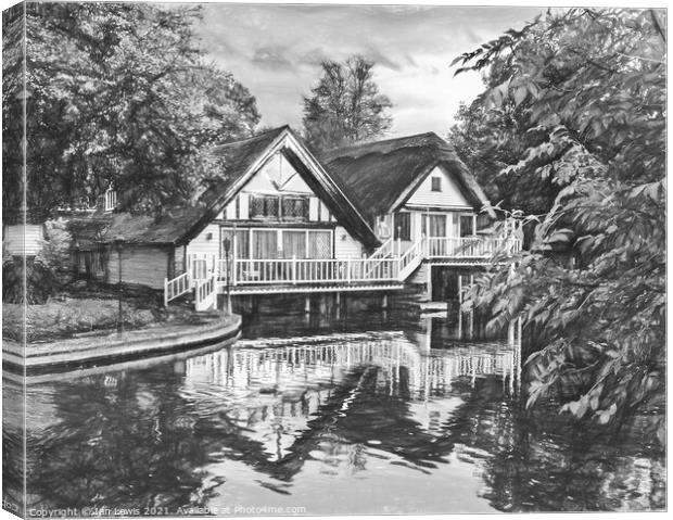 Goring on Thames Boathouses Canvas Print by Ian Lewis