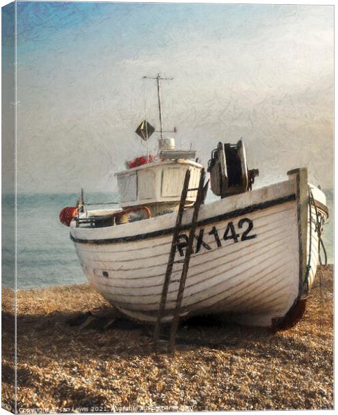 Fishing Boat and a Ladder Canvas Print by Ian Lewis