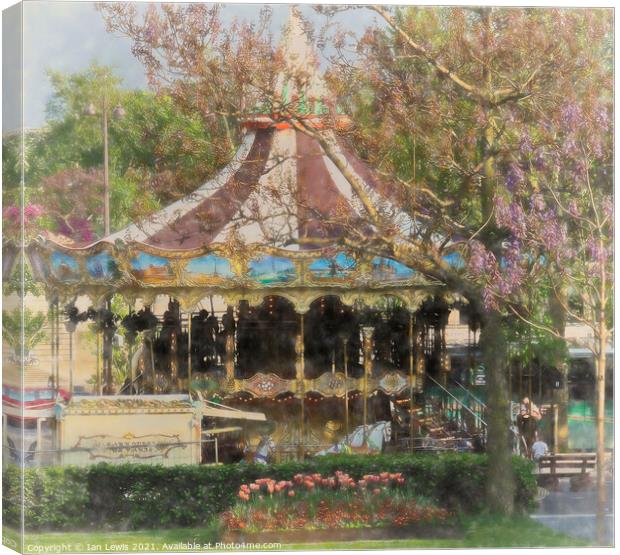 Carousel By The Seine Canvas Print by Ian Lewis