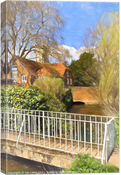 The Itchen Near Winchester College Canvas Print by Ian Lewis
