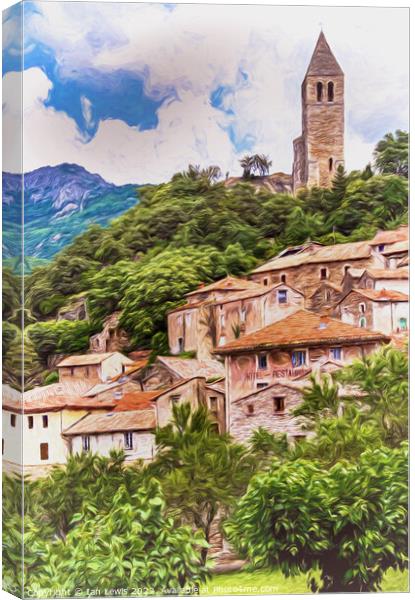 Olargues Village in Southern France Canvas Print by Ian Lewis