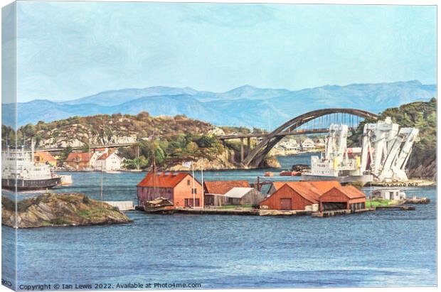 View of the Port of Stavanger Canvas Print by Ian Lewis