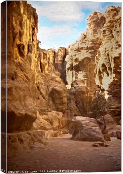 The Road Into Petra Canvas Print by Ian Lewis