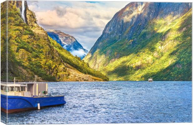 Sightseeing on The Næroyfjord Canvas Print by Ian Lewis