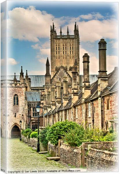 Wells Cathedral and Vicars Close Canvas Print by Ian Lewis