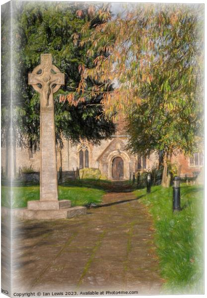 Tranquil Pathway to Medieval Church Canvas Print by Ian Lewis