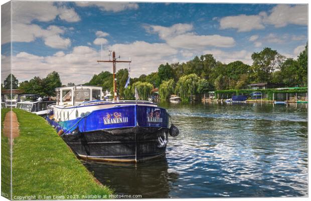 Moorings By The Thames Path at Henley Canvas Print by Ian Lewis