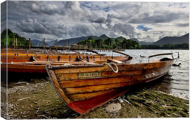Boats on the Lakeside  at Derwentwater Canvas Print by Ian Lewis