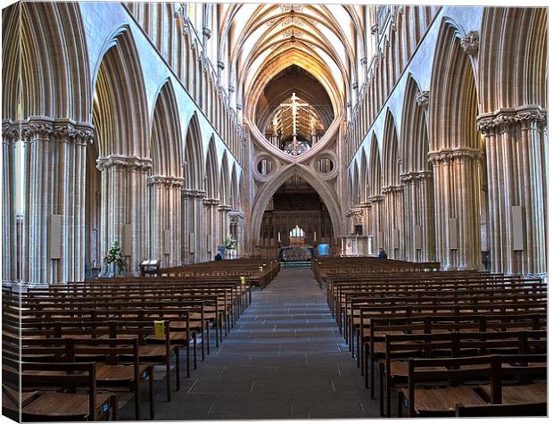 Wells Cathedral the Nave Canvas Print by Ian Lewis
