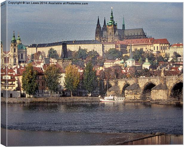 Prague Castle across the Vitava Canvas Print by Ian Lewis