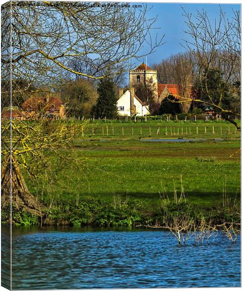 Dorchester Abbey From The Thames Canvas Print by Ian Lewis