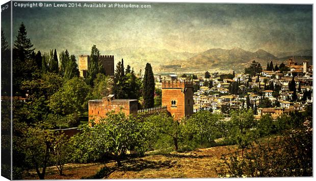  Granada From The Alhambra Gardens Canvas Print by Ian Lewis