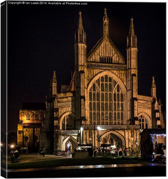 Winchester Cathedral at Christmas  Canvas Print by Ian Lewis