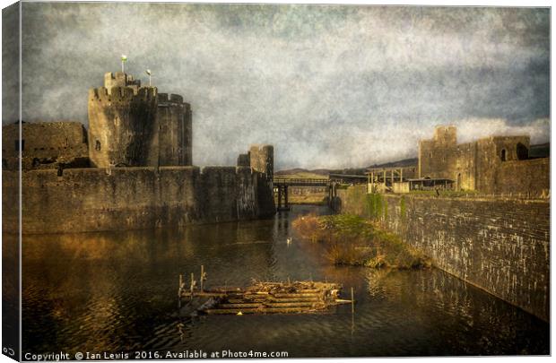 Inner Moat At Caerphilly Castle Canvas Print by Ian Lewis