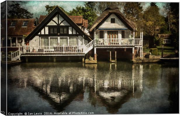 Boathouses at Goring on Thames Canvas Print by Ian Lewis