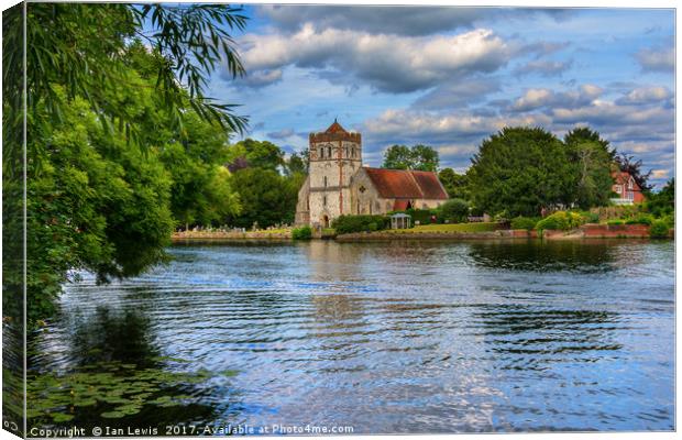 Across the Thames To Bisham Church Canvas Print by Ian Lewis