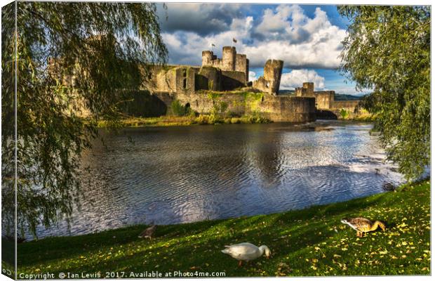 Late Afternoon At Caerphilly Castle Canvas Print by Ian Lewis