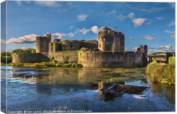 Caerphilly Castle South Facing Walls Canvas Print by Ian Lewis