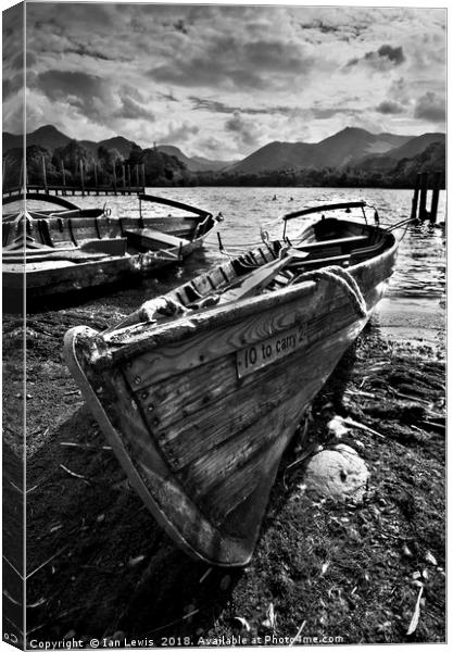 Derwentwater Rowing Boat Canvas Print by Ian Lewis