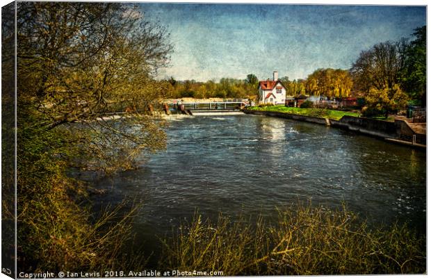 Goring on Thames Weir Canvas Print by Ian Lewis