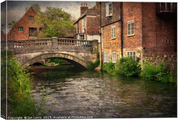 Winchester City Bridge and Mill Canvas Print by Ian Lewis