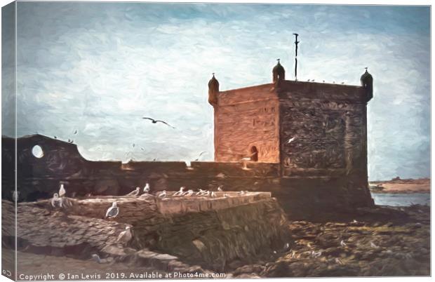 Gulls at Essaouira Citadel Morocco Canvas Print by Ian Lewis