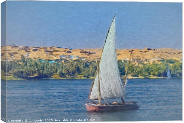 Egyptian Felucca On The Nile Canvas Print by Ian Lewis