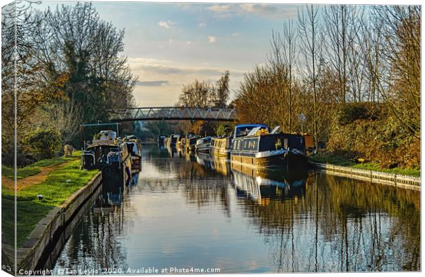 Canal Boats At Aldermaston Canvas Print by Ian Lewis