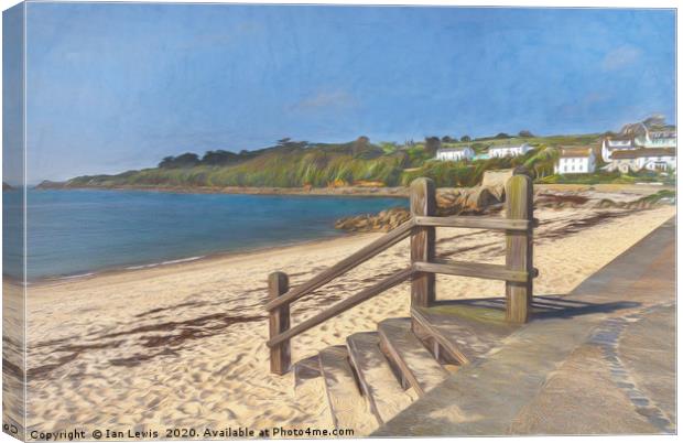 Porthcressa Beach In The Scillies Canvas Print by Ian Lewis