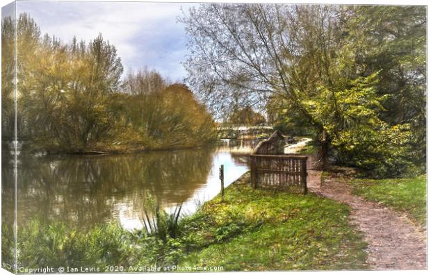 The Thames Path at Goring Art Canvas Print by Ian Lewis