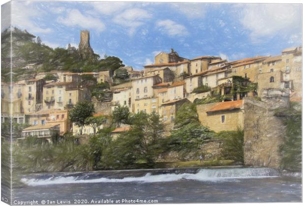 Roquebrun Above The Orb Digital Art Canvas Print by Ian Lewis