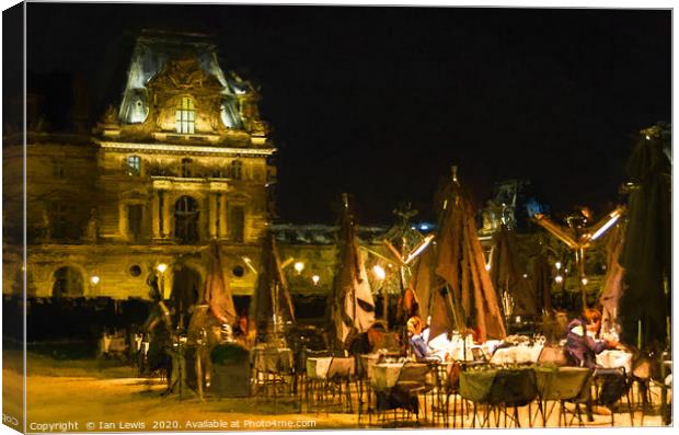 Impressionist View of Dining Out In Paris Canvas Print by Ian Lewis
