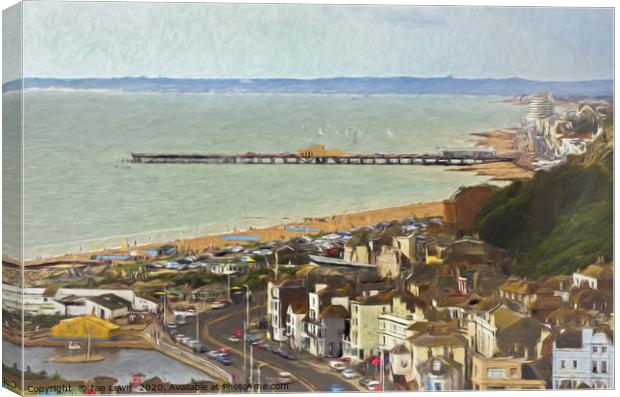 Hastings From Above as Digital Art Canvas Print by Ian Lewis