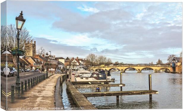 Henley Riverside With a Wonky Lamp Canvas Print by Ian Lewis